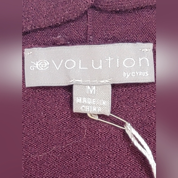 EVOLUTION BY CYRUS ANCHO CHILI Burgandy Open Front Cardigan/Sweater Medium - Picture 8 of 12